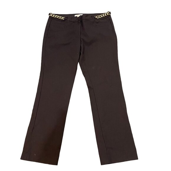 Michael Kors Brown Dress Pants with Gold Chain Detail – Size 14 - Picture 1 of 3